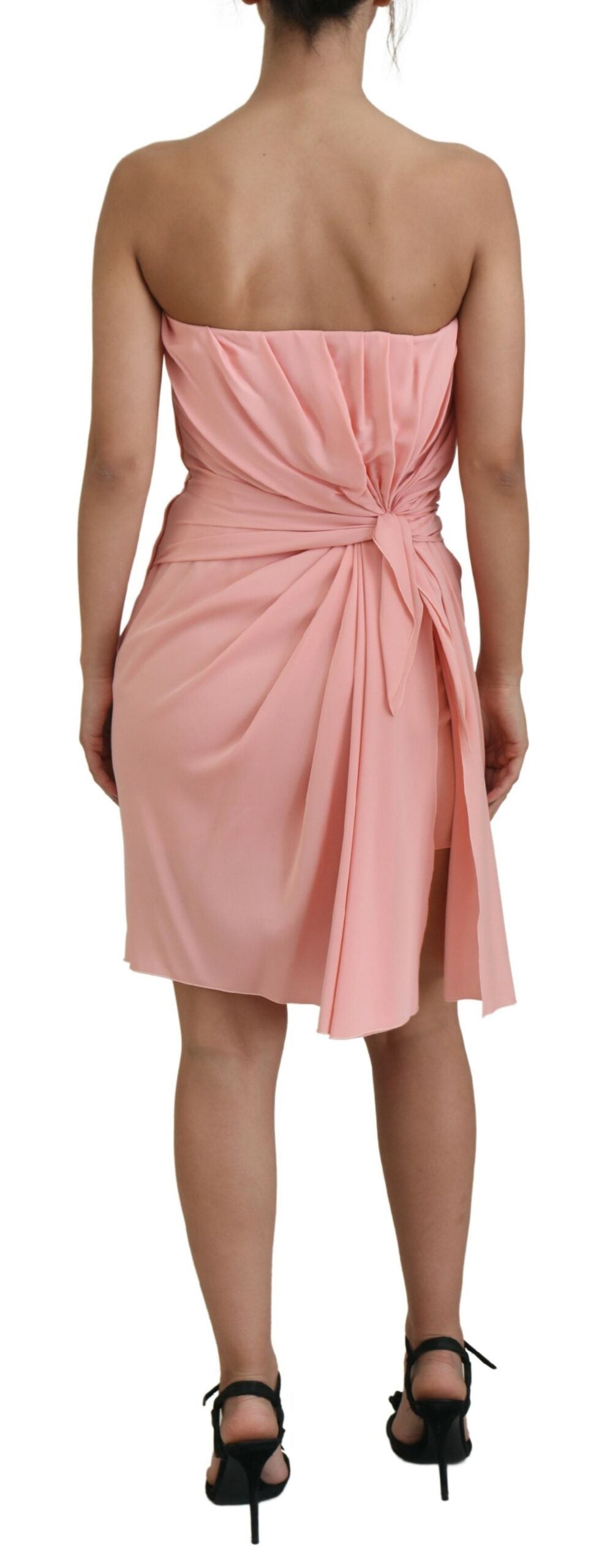 Dolce & Gabbana Pink Silk Stretch Strapless Sheath Dress by Dolce & Gabbana