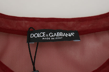 Dolce & Gabbana Maroon Nylon Two Layer Shift Mini Dress by Dolce & Gabbana