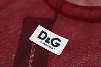 Dolce & Gabbana Maroon Nylon Two Layer Shift Mini Dress by Dolce & Gabbana