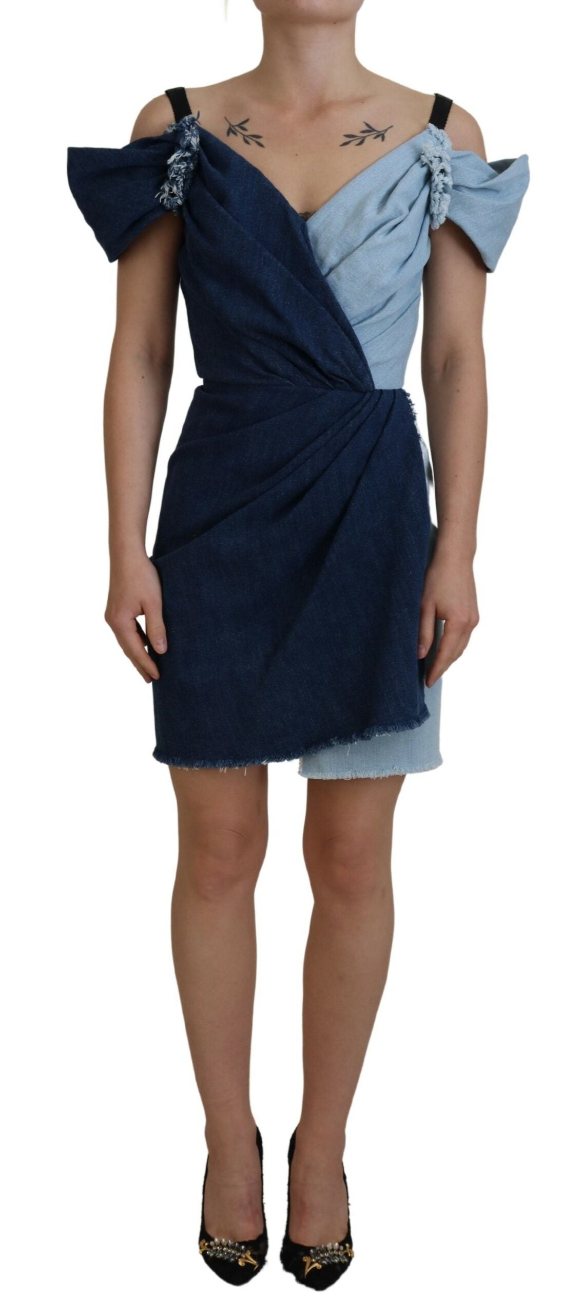 Dolce & Gabbana Two Tone Blue Patchwork Denim Mini Dress by Dolce & Gabbana