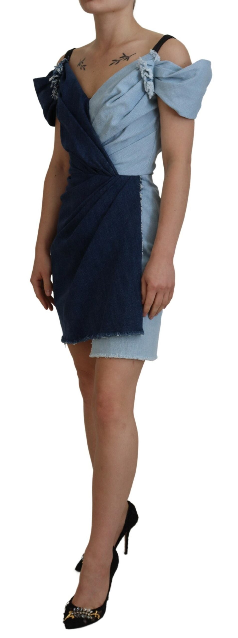 Dolce & Gabbana Two Tone Blue Patchwork Denim Mini Dress by Dolce & Gabbana