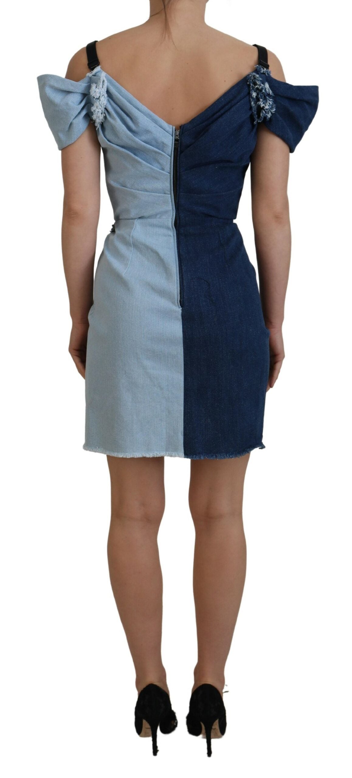Dolce & Gabbana Two Tone Blue Patchwork Denim Mini Dress by Dolce & Gabbana