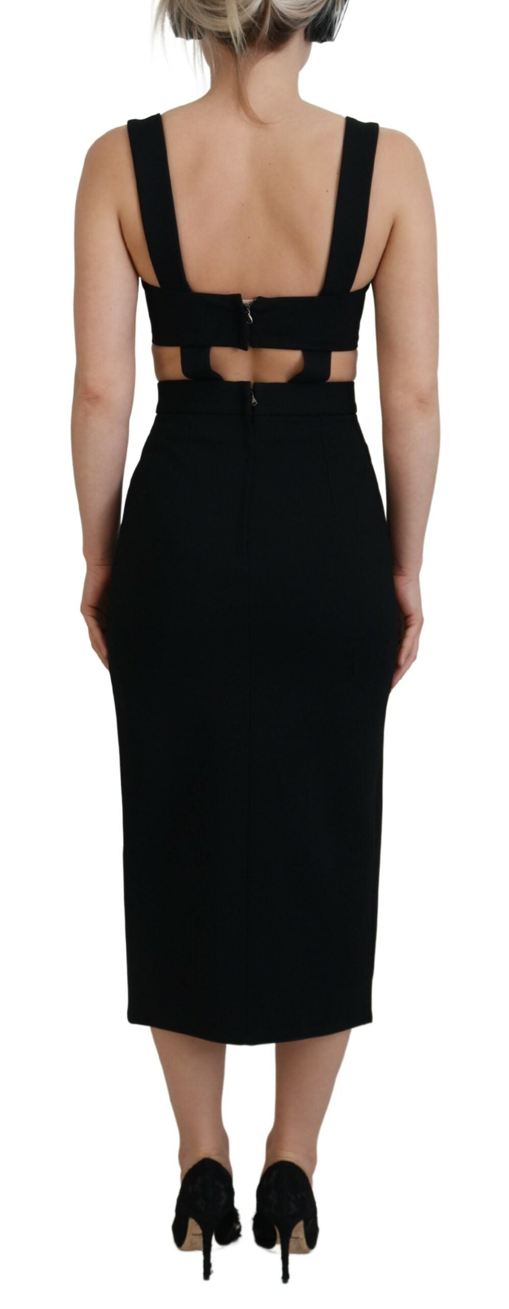 Dolce & Gabbana Black Viscose Bodycon Sheath Midi Dress by Dolce & Gabbana