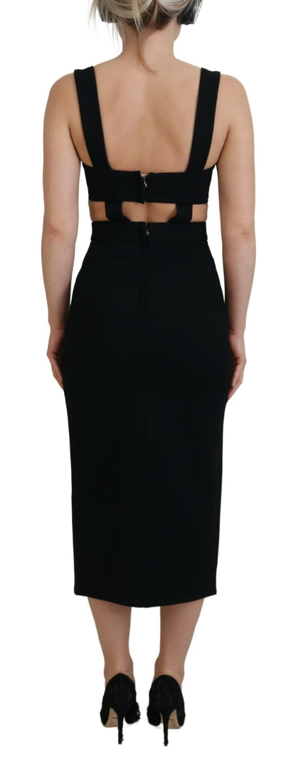 Dolce & Gabbana Black Viscose Bodycon Sheath Midi Dress by Dolce & Gabbana