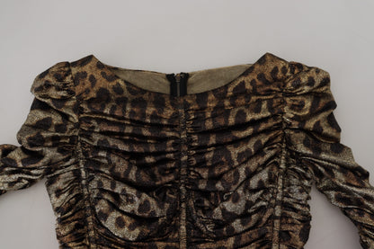 Dolce & Gabbana Multicolor Leopard Bodycon Sheath Midi Dress by Dolce & Gabbana