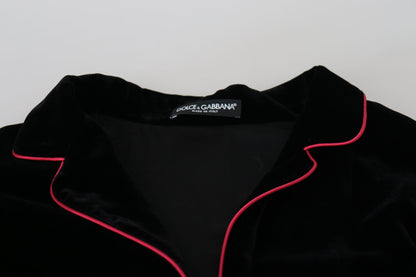 Veste élégante en soie mélangée noire Dolce &amp; Gabbana avec ceinture à la taille