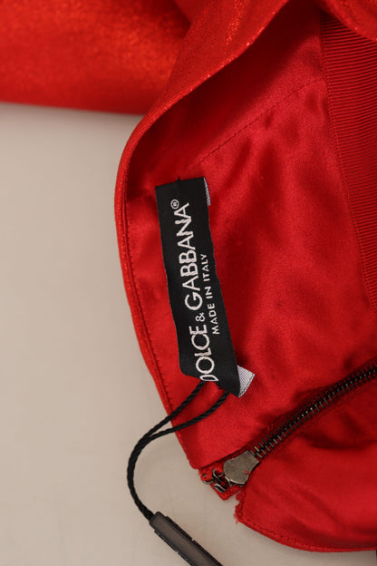 Mini-jupe taille haute rouge métallisé Dolce &amp; Gabbana