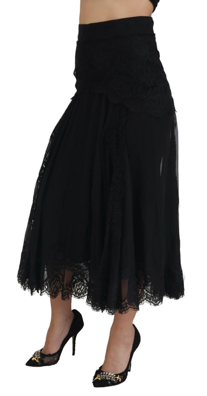 Jupe midi taille haute élégante en soie mélangée Dolce &amp; Gabbana