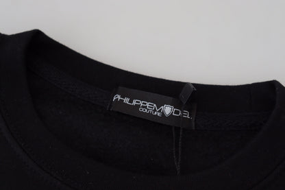Philippe Model Black Printed Long Sleeves Pullover Sweater by Philippe Model