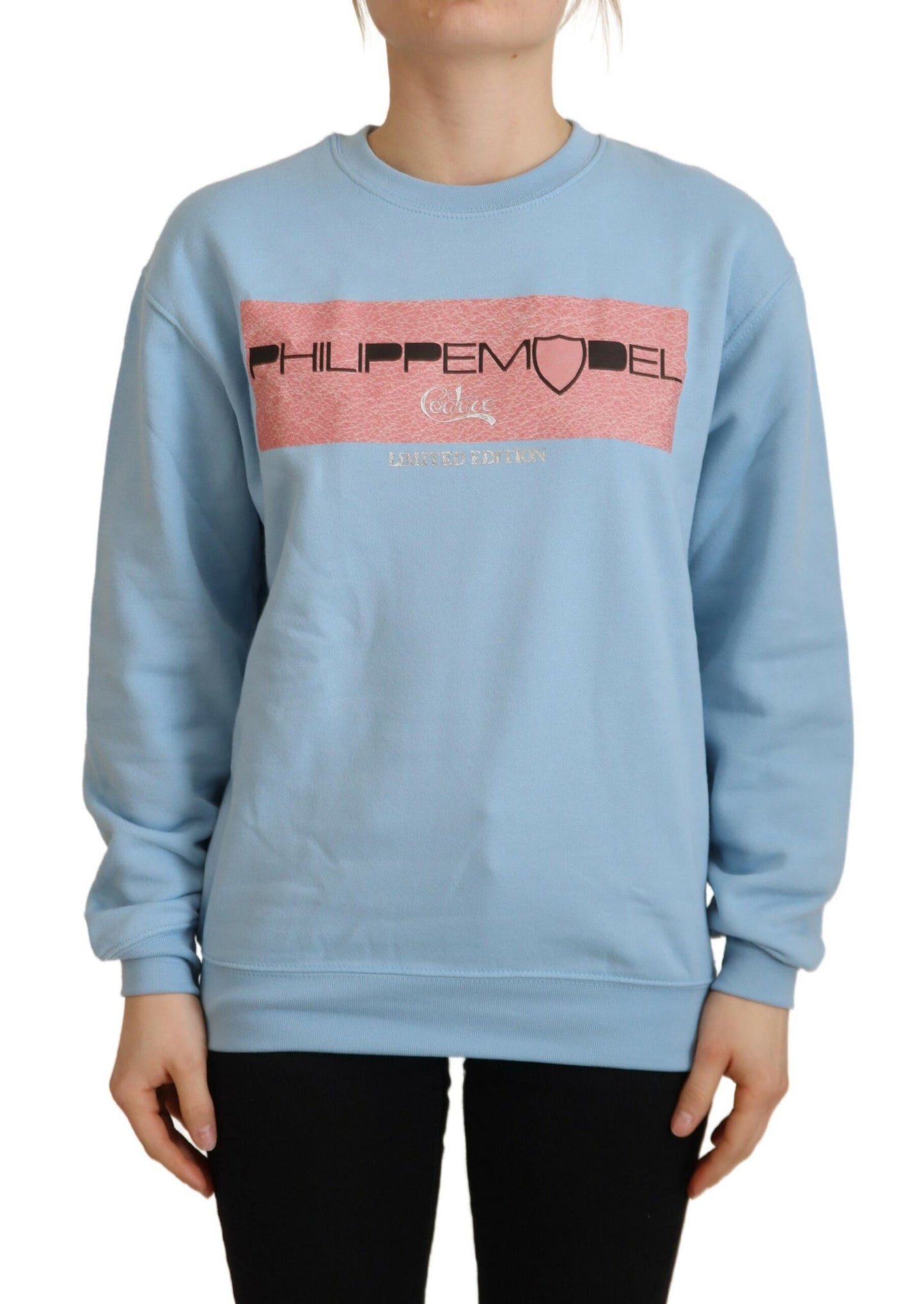 Philippe Model Light Blue Logo Printed Long Sleeves Sweater by Philippe Model