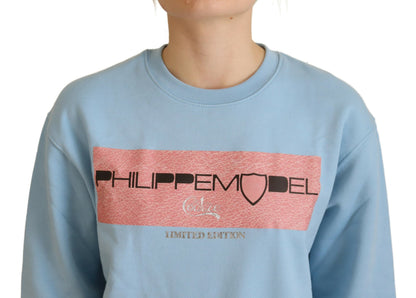 Philippe Model Light Blue Logo Printed Long Sleeves Sweater by Philippe Model