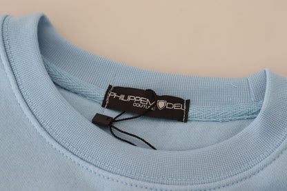 Philippe Model Light Blue Logo Printed Long Sleeves Sweater by Philippe Model