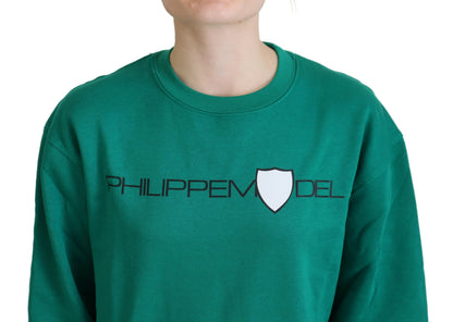 Philippe Model Green Printed Long Sleeves Pullover Sweater by Philippe Model