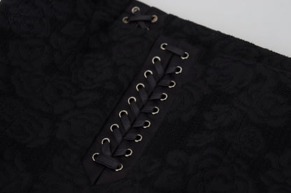 Jupe élégante taille haute noire doublée de soie Dolce &amp; Gabbana