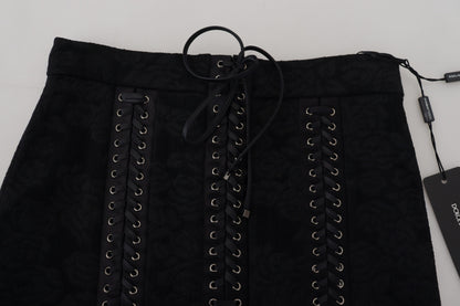 Jupe élégante taille haute noire doublée de soie Dolce &amp; Gabbana