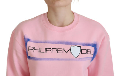 Philippe Model Pink Printed Long Sleeves Pullover Sweater by Philippe Model