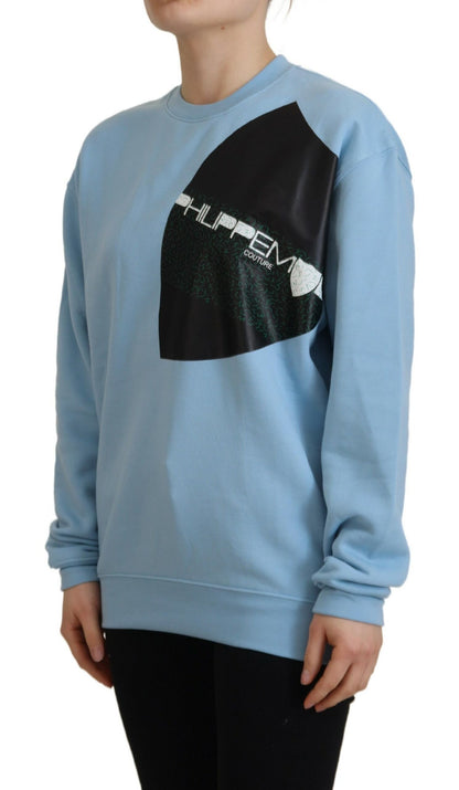Philippe Model Light Blue Logo Printed Long Sleeves Sweater by Philippe Model