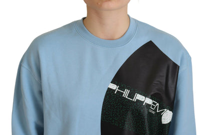 Philippe Model Light Blue Logo Printed Long Sleeves Sweater by Philippe Model
