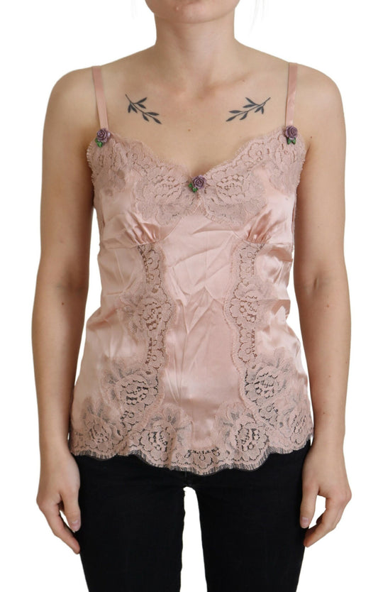 Dolce &amp; Gabbana - Haut de lingerie en soie rose élégant