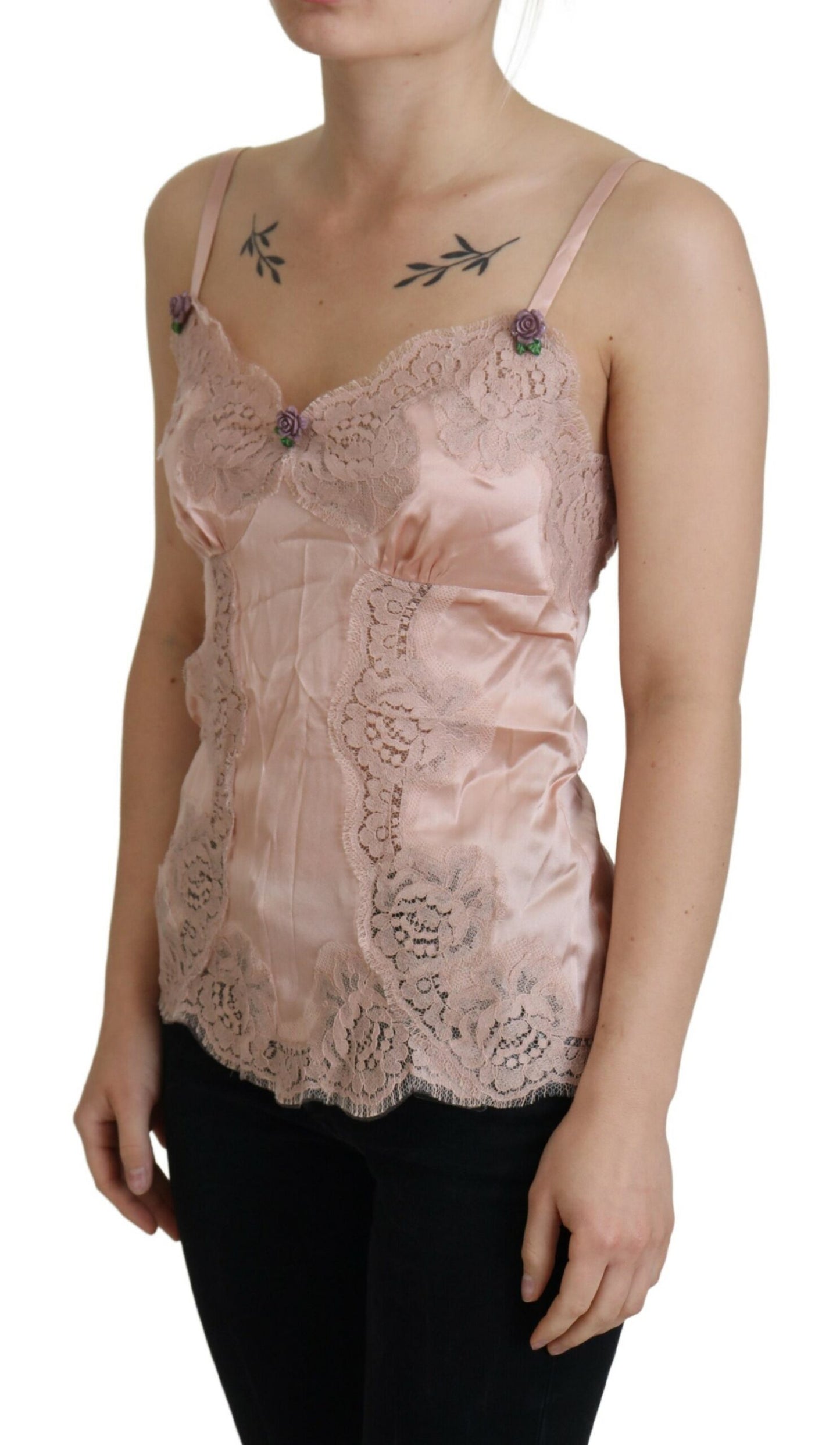 Dolce &amp; Gabbana - Haut de lingerie en soie rose élégant