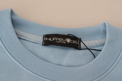 Philippe Model Light Blue Logo Printed Long Sleeves Sweater by Philippe Model
