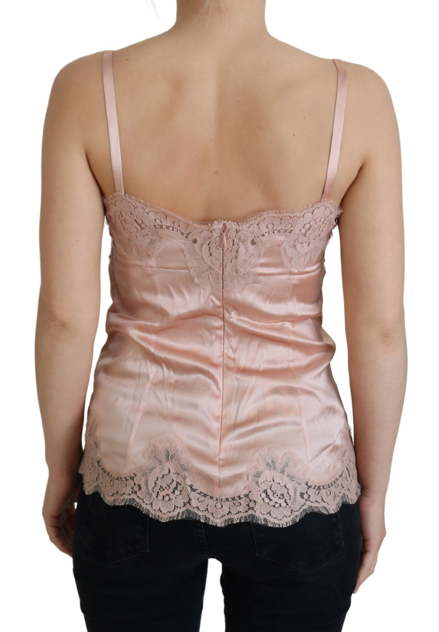 Dolce &amp; Gabbana - Haut de lingerie en soie rose élégant