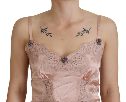 Dolce &amp; Gabbana - Haut de lingerie en soie rose élégant