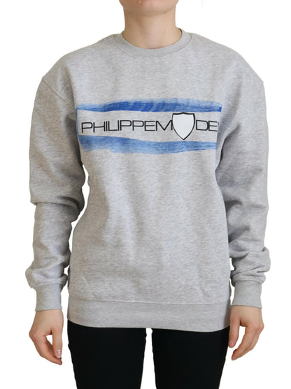 Philippe Model Gray Printed Long Sleeves Pullover Sweater by Philippe Model