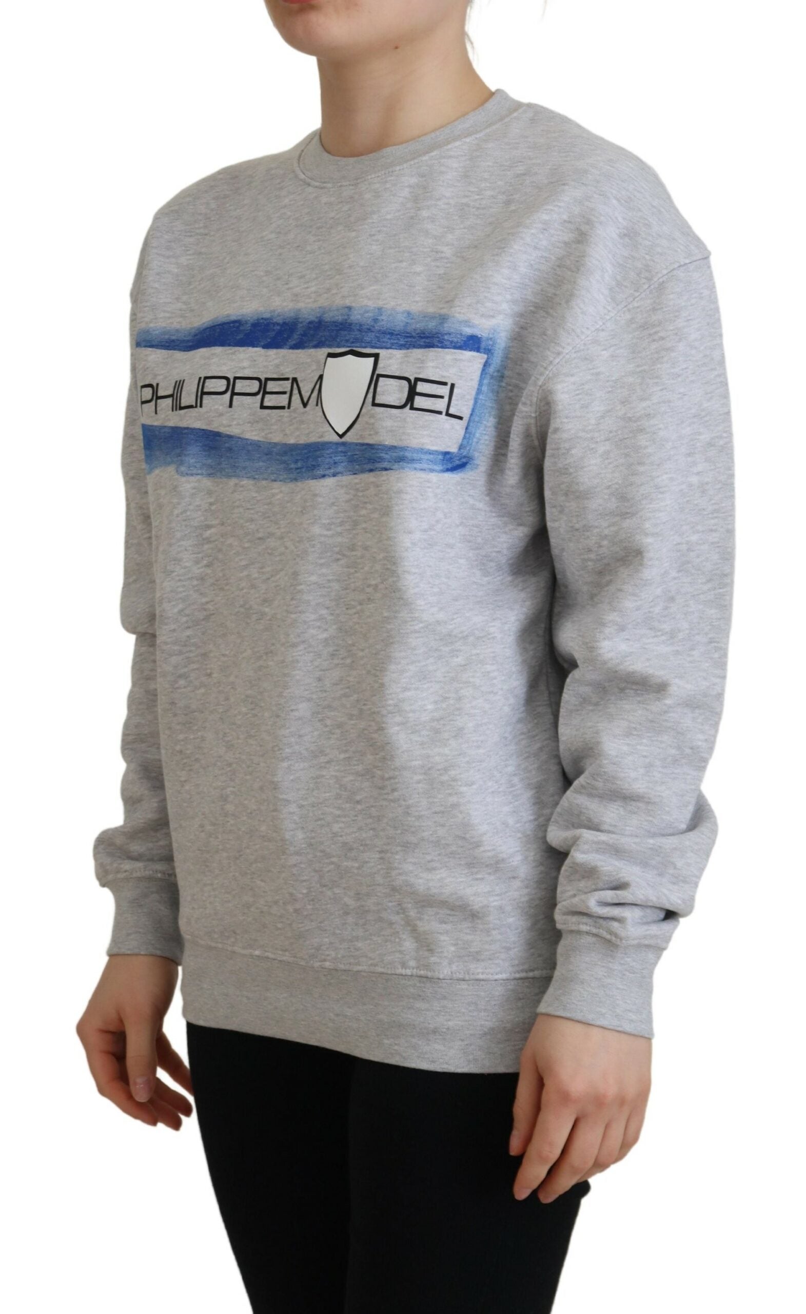 Philippe Model Gray Printed Long Sleeves Pullover Sweater by Philippe Model