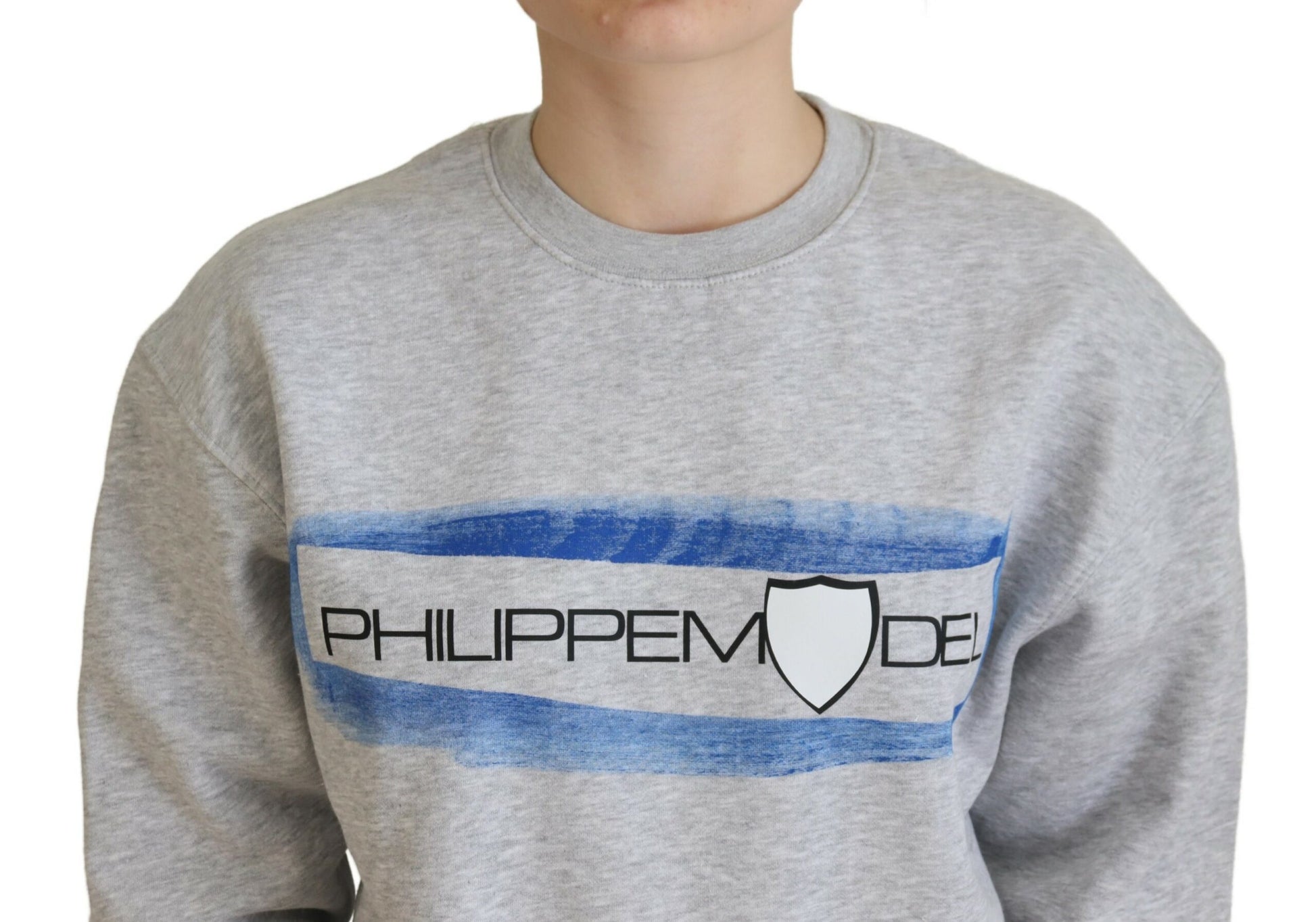 Philippe Model Gray Printed Long Sleeves Pullover Sweater by Philippe Model