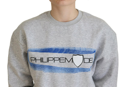 Philippe Model Gray Printed Long Sleeves Pullover Sweater by Philippe Model