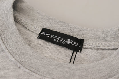 Philippe Model Gray Printed Long Sleeves Pullover Sweater by Philippe Model