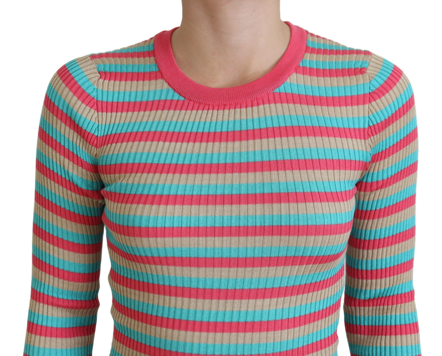 Dolce & Gabbana Multicolor Crewneck Pullover Silk Sweater by Dolce & Gabbana