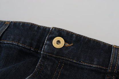 Jupe en jean bleu foncé taille moyenne chic Fiorucci