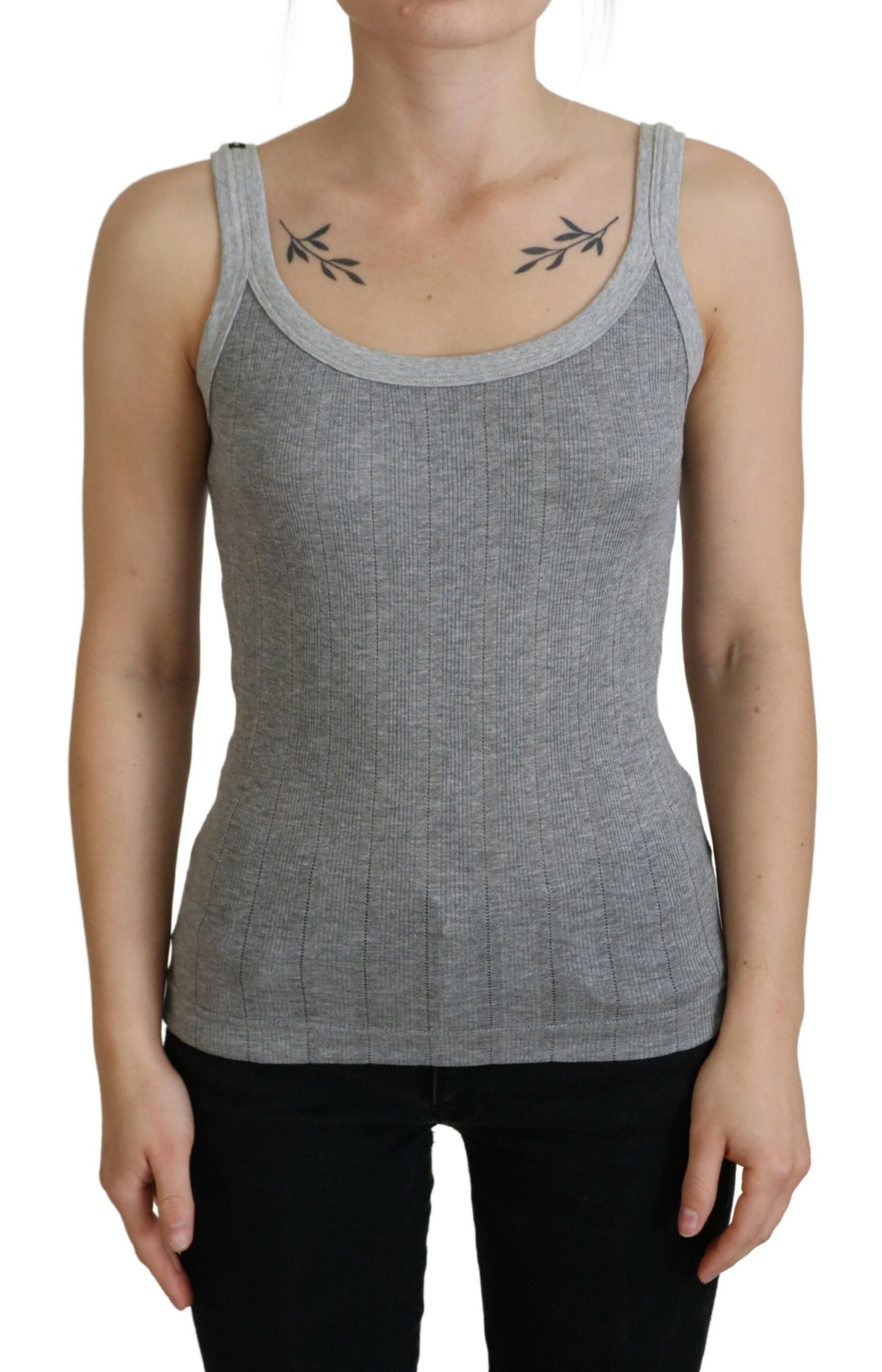 Dolce &amp; Gabbana Chic Haut sans manches gris en modal et coton