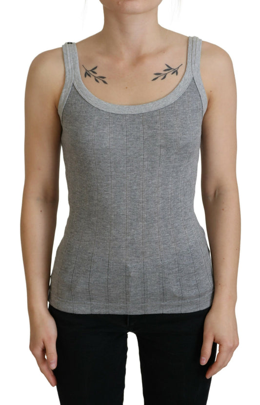 Dolce &amp; Gabbana Chic Haut sans manches gris en modal et coton