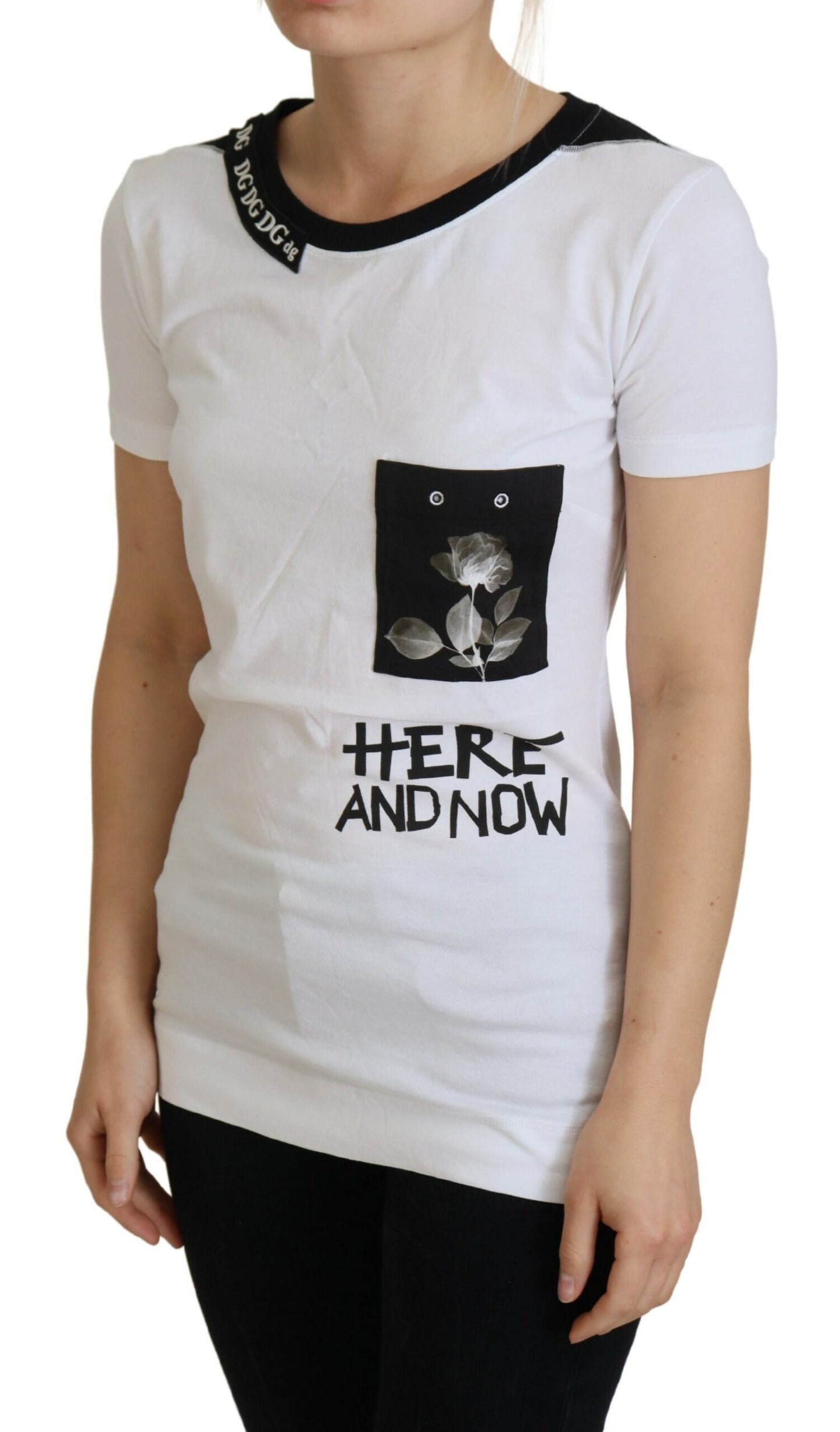 T-shirt en coton monochrome chic Dolce &amp; Gabbana « Here and Now »