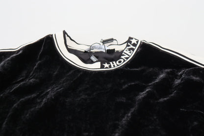 Dolce & Gabbana Black Velvet Crewneck Pullover Sweater by Dolce & Gabbana