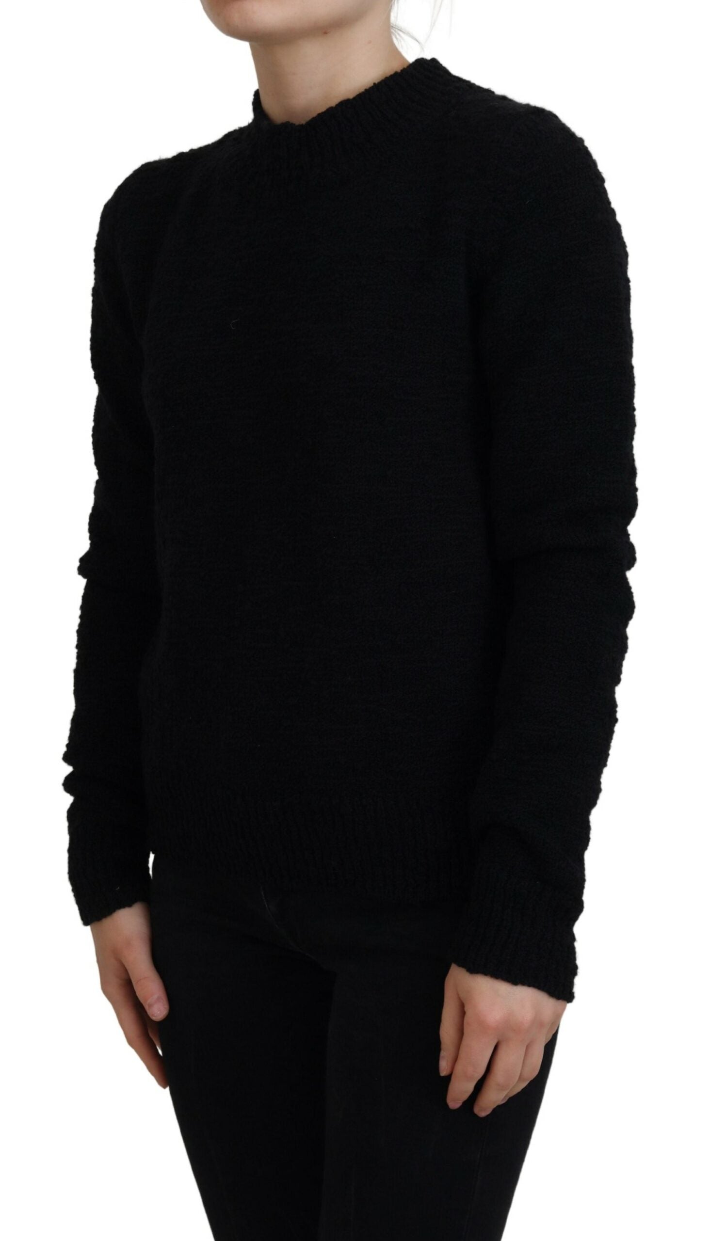 Dolce & Gabbana Black Wool Knit Crewneck Pullover Sweater by Dolce & Gabbana