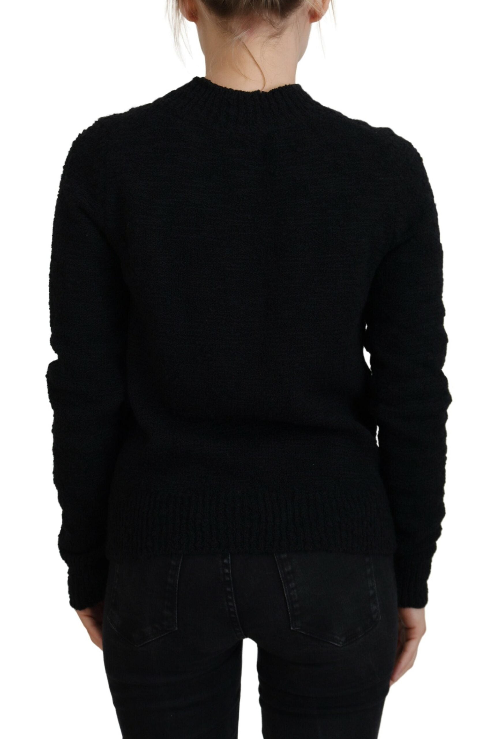 Dolce & Gabbana Black Wool Knit Crewneck Pullover Sweater by Dolce & Gabbana