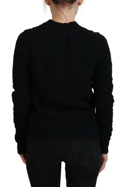 Dolce & Gabbana Black Wool Knit Crewneck Pullover Sweater by Dolce & Gabbana