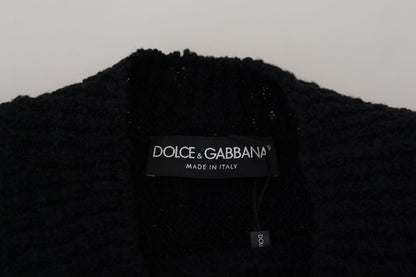 Dolce & Gabbana Black Wool Knit Crewneck Pullover Sweater by Dolce & Gabbana