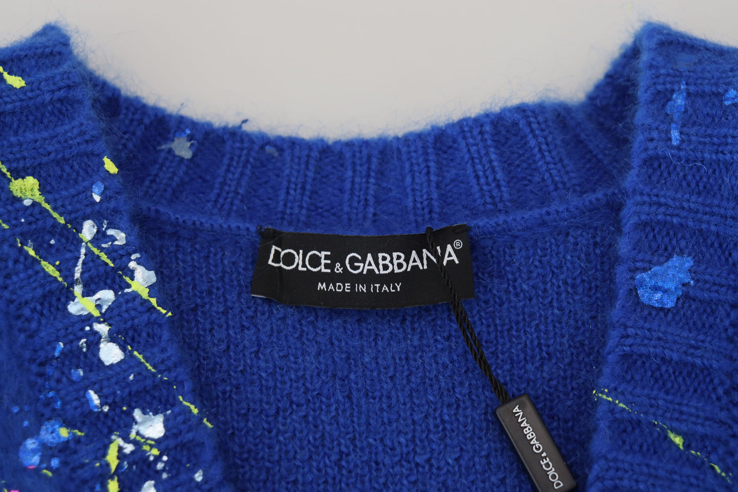 Dolce & Gabbana Blue Color Splash Mohair Cardigan Sweater by Dolce & Gabbana