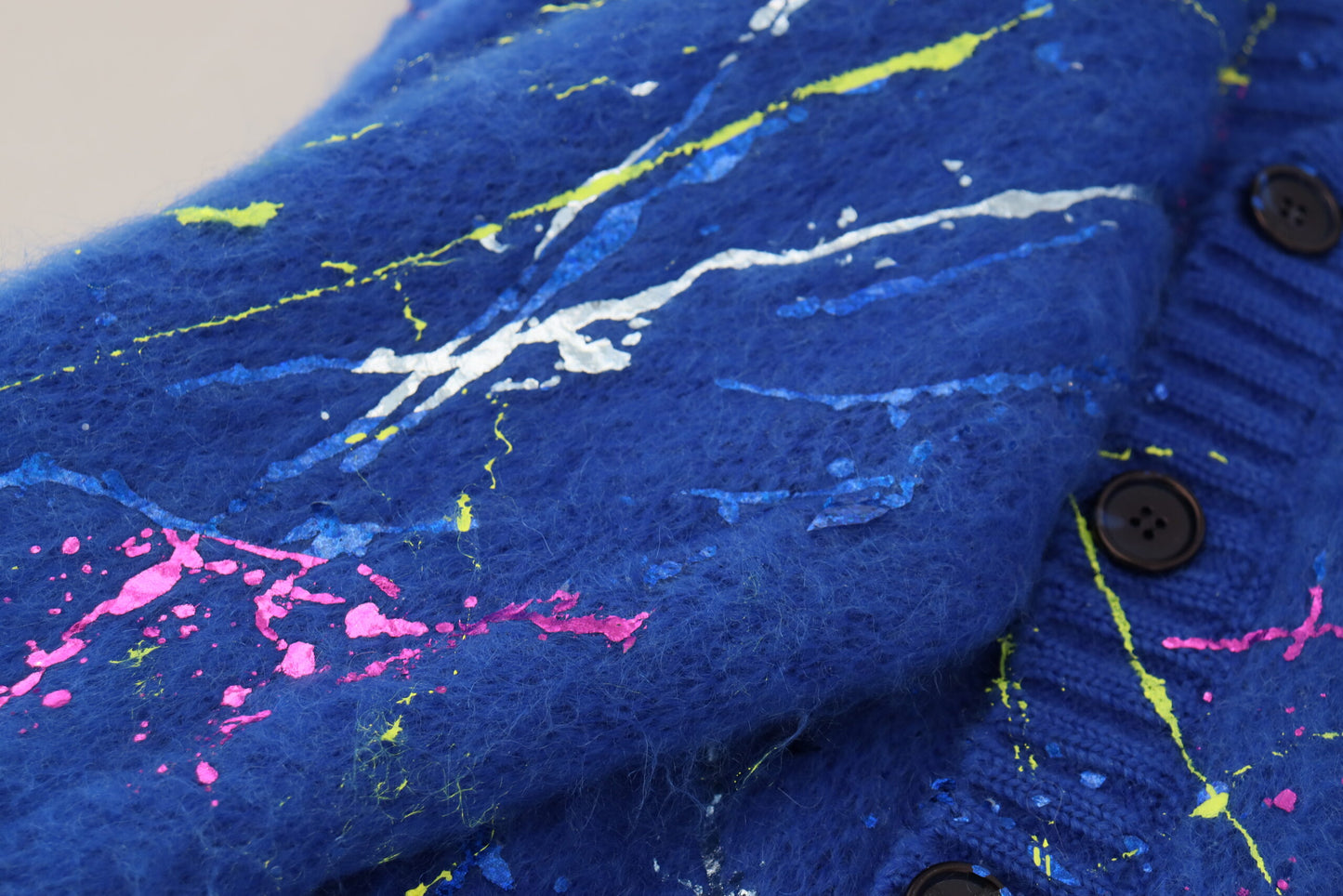 Dolce & Gabbana Blue Color Splash Mohair Cardigan Sweater by Dolce & Gabbana
