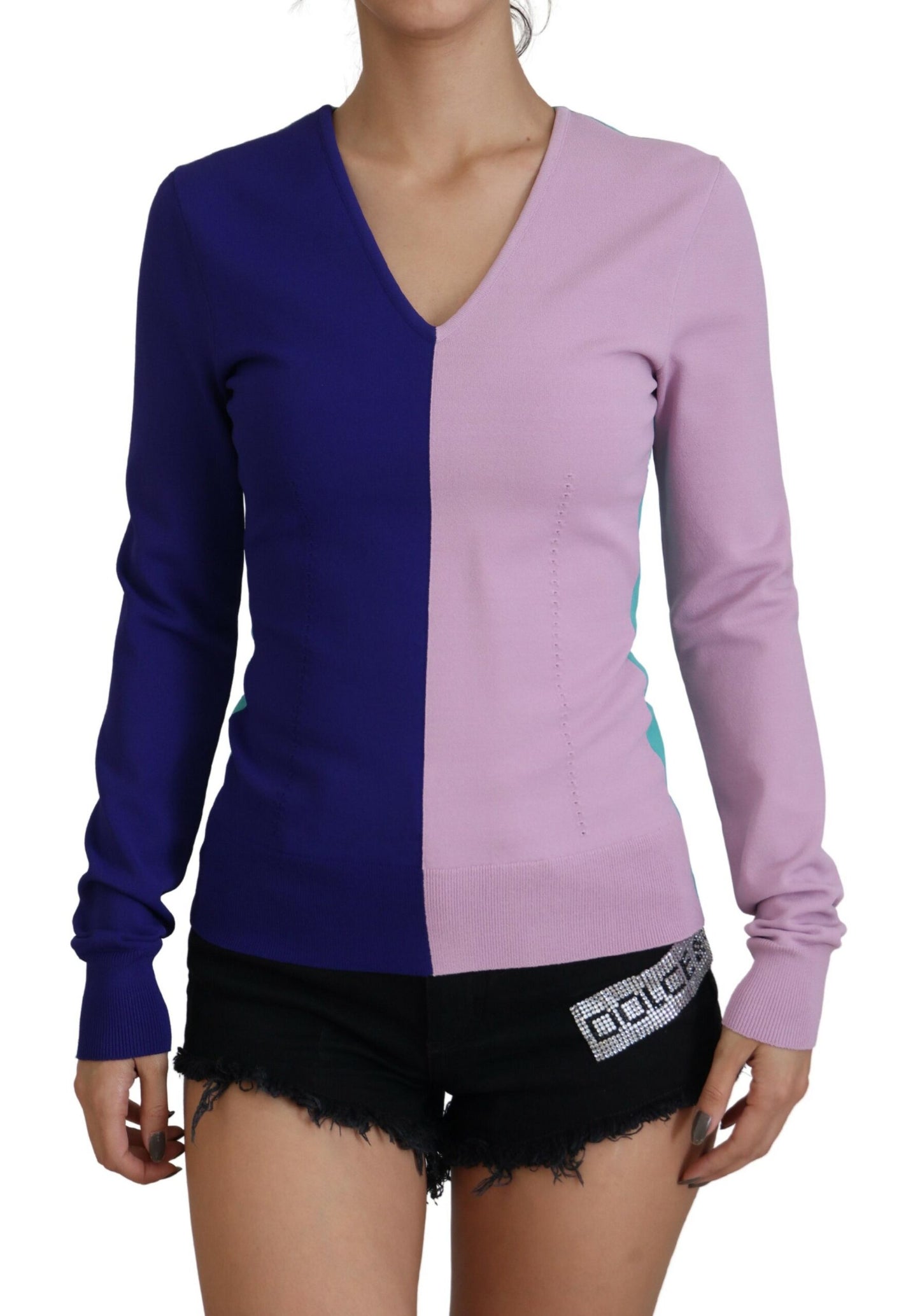 Dolce & Gabbana Multicolor V-neck Viscose Long Sleeves Sweater by Dolce & Gabbana