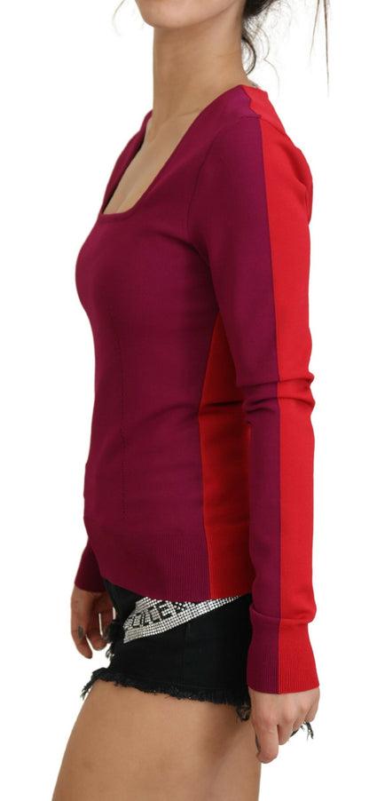 Dolce & Gabbana Multicolor Viscose Square Neck Pullover Sweater by Dolce & Gabbana