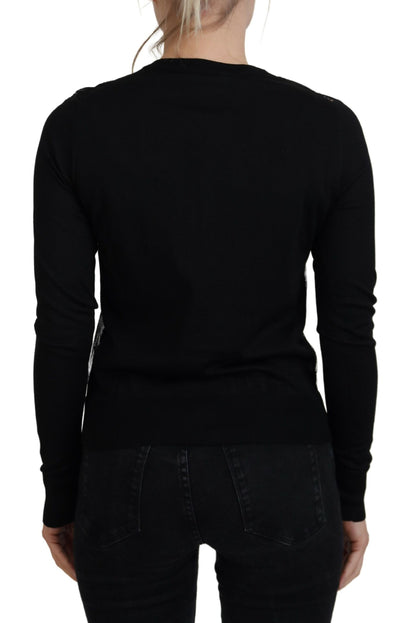 Dolce & Gabbana Black Floral Lace Button Cardigan Sweater by Dolce & Gabbana