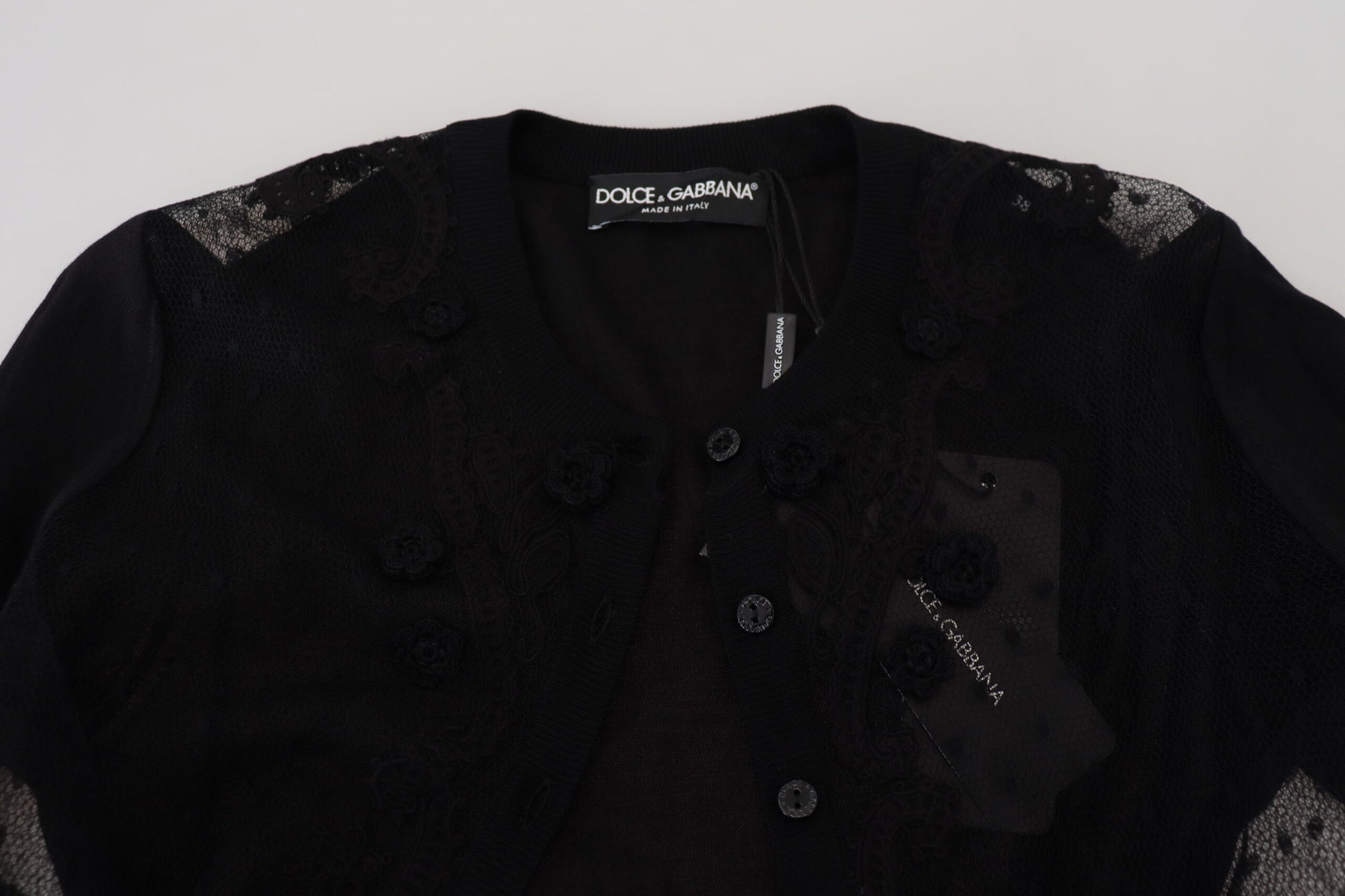Dolce & Gabbana Black Floral Lace Button Cardigan Sweater by Dolce & Gabbana