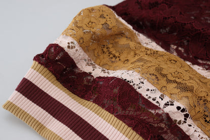 Dolce & Gabbana Multicolor Lace V-neck Pullover Sweater by Dolce & Gabbana