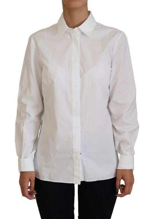 Dolce &amp; Gabbana Élégant haut boutonné en coton blanc